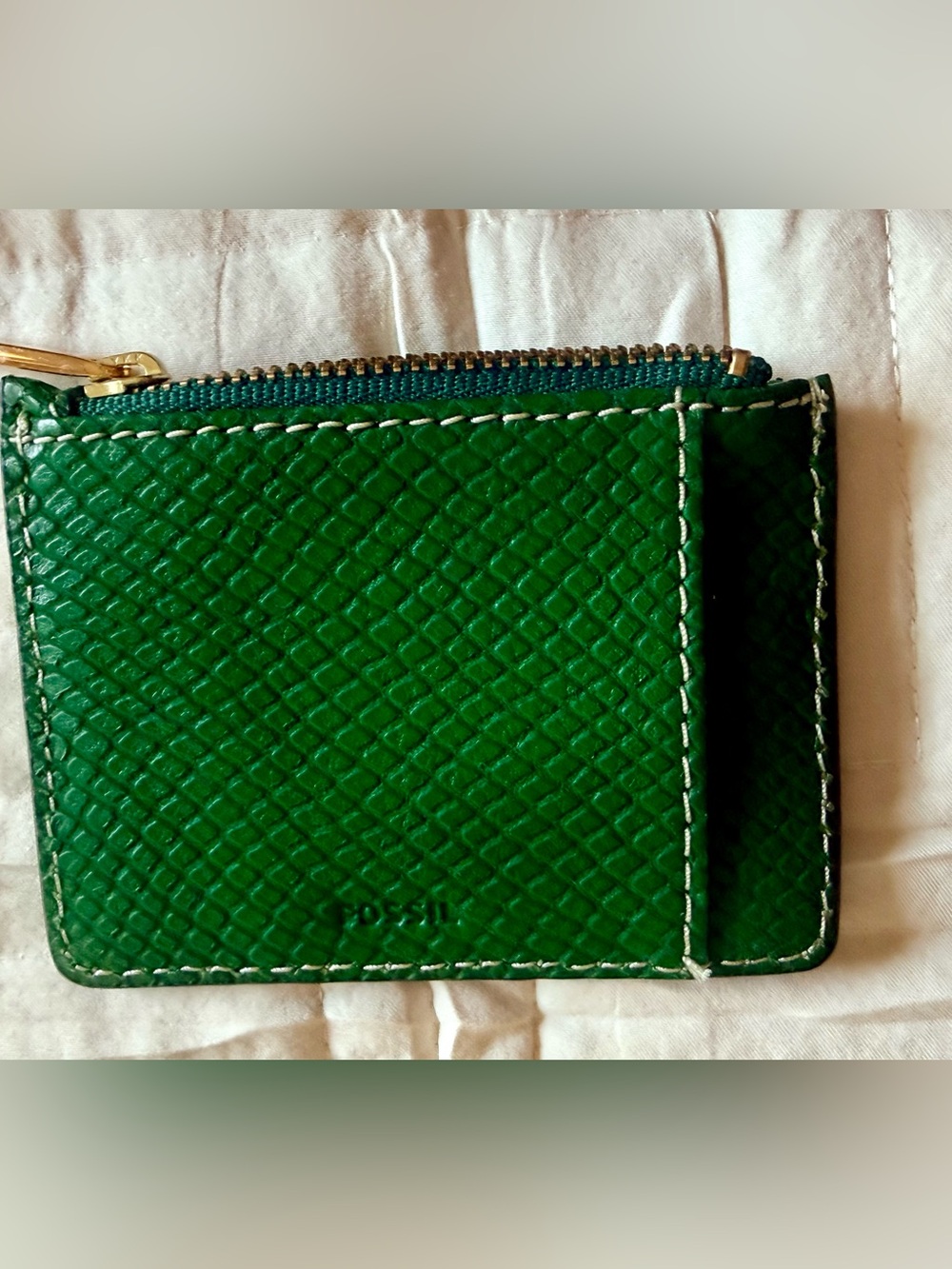Fossil 2 pc set Heritage Green Python leather crossbody bag & card wallet NWOT - Picture 3 of 8